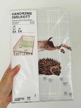 IKEA VANDRING IGELKOTT Duvet set for crib, green